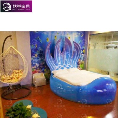 定做创意酒店宾馆海洋主题家具电动情床美人鱼电动床震动情趣床图2