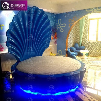 主题酒店宾馆智能床情趣电动床创意贝壳造型床震动床恒温水床定做图4