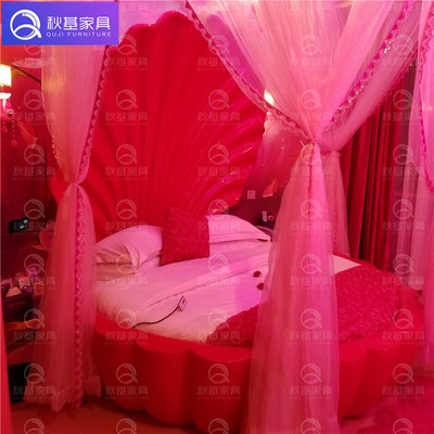 主题酒店宾馆智能床情趣电动床创意贝壳造型床震动床恒温水床定做图2