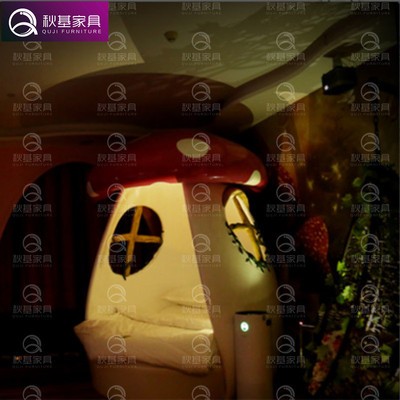 新款主题酒店宾馆情趣圆床创意蘑菇电动情趣床主题公寓双人电动床图3