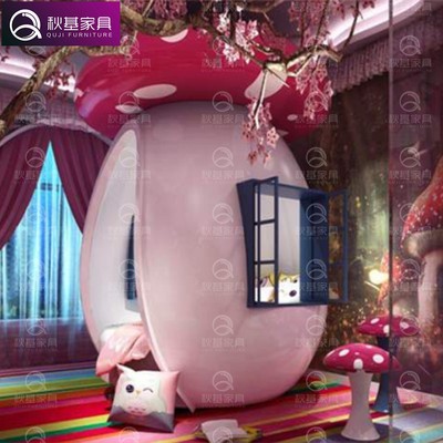 新款主题酒店宾馆情趣圆床创意蘑菇电动情趣床主题公寓双人电动床图4