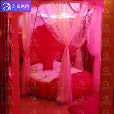 定做酒店宾馆创意圆床贝壳床情趣震动床海洋主题贝壳电动床水床图2