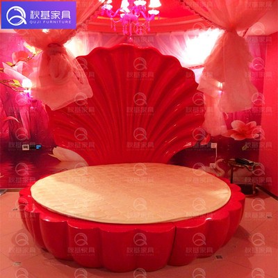 定做酒店宾馆创意圆床贝壳床情趣震动床海洋主题贝壳电动床水床图4