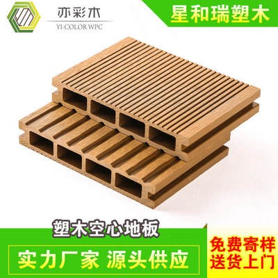 塑木圆孔地板 在线双面压花 140*23mm 星和瑞塑木 厂家图4