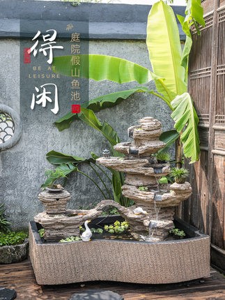 汉韵堂大型假山流水喷泉景观户外庭院水池造景鱼池落地装饰摆件图1