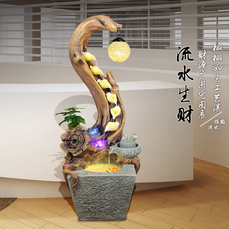 专门定制石材水喷泉摆件家居装饰品根雕招财球室内客厅落地景观图4