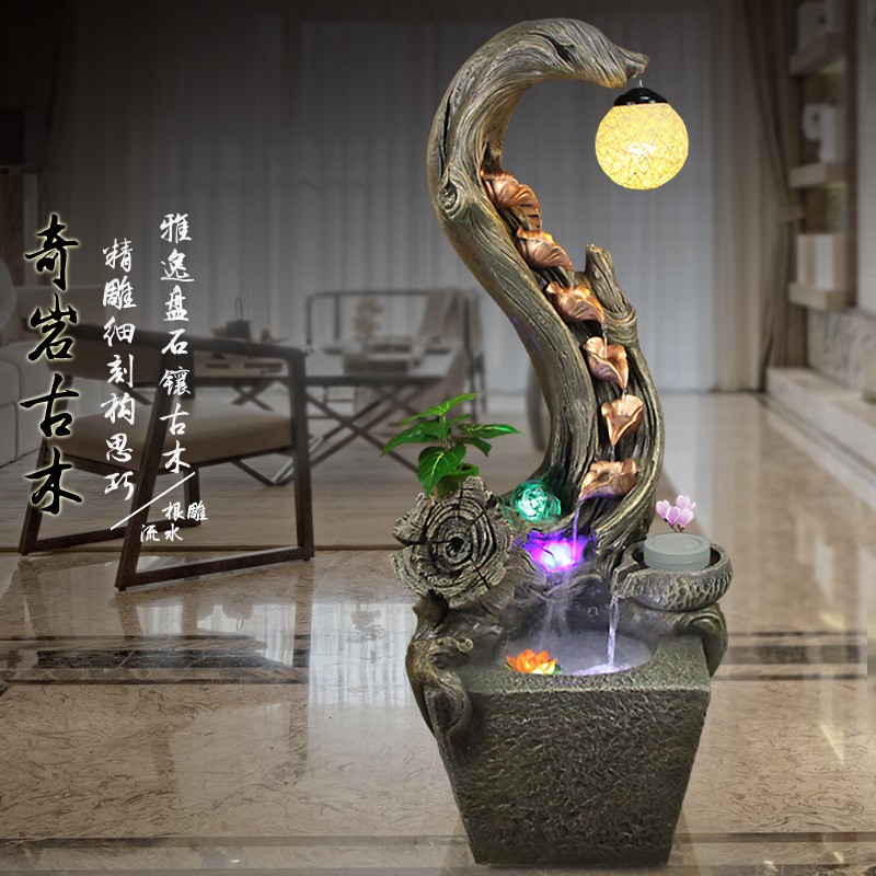 专门定制石材水喷泉摆件家居装饰品根雕招财球室内客厅落地景观图3