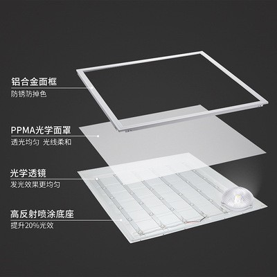 LED平板灯透镜厨卫灯吊明装底直发光300*600*1200集成吊顶面板灯图3