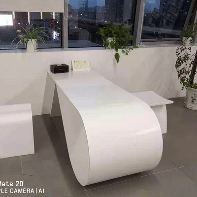 厂家弧形亚克力洗手台面 高端迎宾无缝拼接一体咨询吧台现货图4
