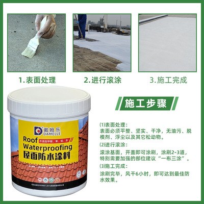 工厂直销戴姆乐屋顶外墙女儿墙防水补漏材料白色屋面防水涂料批发图3