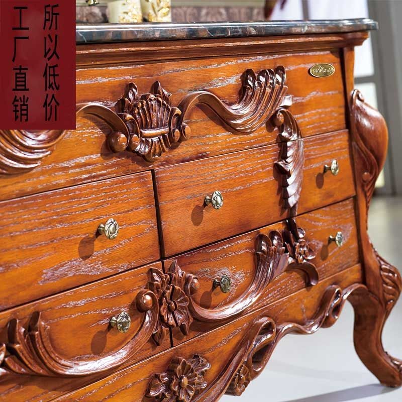 欧式仿古浴室柜组合 落地实木红橡木卫浴柜 洗手洗脸双盆柜定做图3