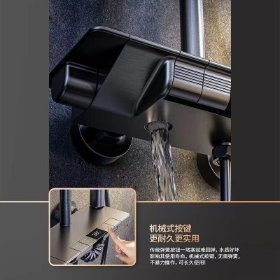 家用花洒套装枪灰白色数显恒温钢琴键卫浴浴室卫生间淋浴全套批发图3