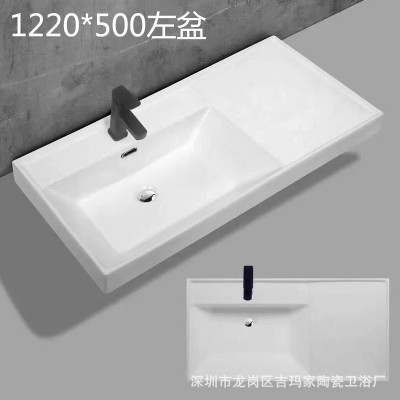 批发陶瓷无缝一体盆左边盆50宽 1.2米左边盆 柜盆左盆陶瓷盆图3