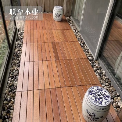 龙脑香实木地板阳台防腐木户外露台庭院自拼防水拼接地面铺设diy图2