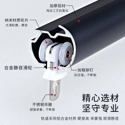 厂家铝合金罗马杆滑轨窗帘杆轨道下滑杆滑轨罗马杆批发窗帘 杆批发图2