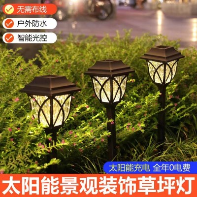 电商跨境太阳能草坪灯户外防水庭院别墅花园景观灯地插灯野营灯图2