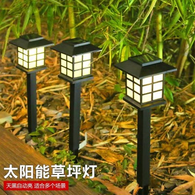 电商跨境太阳能小房灯户外防水草坪灯地插灯小宫灯庭院花园灯图2