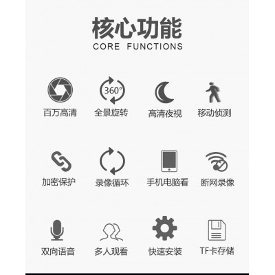监控摄像头wifi监控器手机无线智能网络高清摄像机360度旋转图5