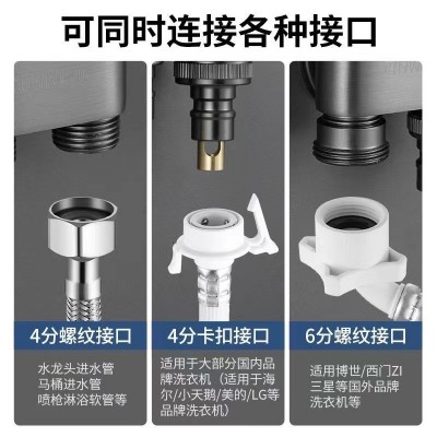洗衣机全铜迷你自动止水阀小空间卡扣式水嘴贴墙水龙头4分通用图2
