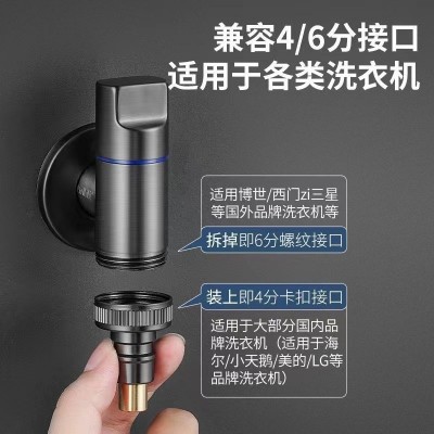 洗衣机全铜迷你自动止水阀小空间卡扣式水嘴贴墙水龙头4分通用图3