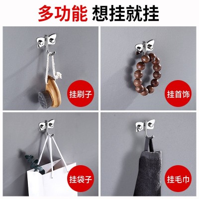挂钩强力粘胶粘钩承重墙壁挂衣钩不锈钢免打孔厨房挂衣架衣服钩子图3