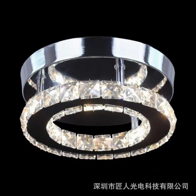 厂家现货LED圆形不锈钢水晶过道灯现代简约走廊玄关入户门厅灯具图4