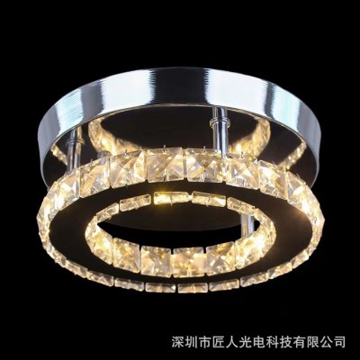 厂家现货LED圆形不锈钢水晶过道灯现代简约走廊玄关入户门厅灯具图5