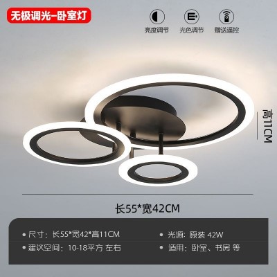卧室灯简约现代吸顶灯极简房间灯轻奢创意圆环大气北欧客厅灯具图5