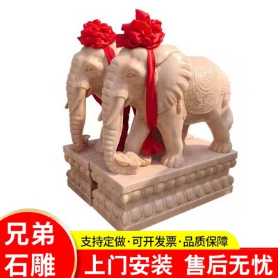 现货石雕动物石狮子一对 石雕麒麟 看门汉青石石狮子摆件石雕大象图4