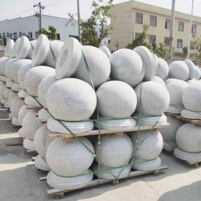 花岗岩芝麻灰路障石球广场挡车球小区停车场拦路圆形石墩子防撞柱图4