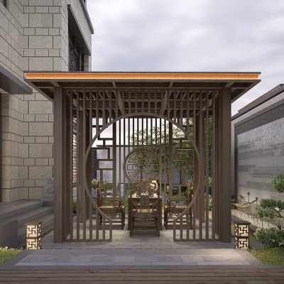 金属镂空新中式艺术凉亭 来图定制包工包料花园防晒景观凉亭图3