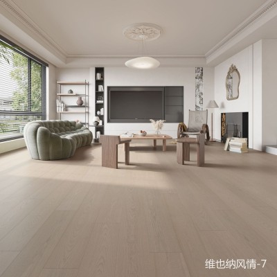 木皮面新三层实木地板家用别墅原木奶油风实木复合地板厂家批发图3
