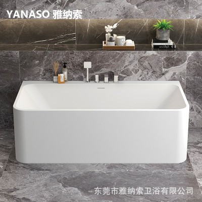 雅纳索人造石浴缸长方形独立式一体成型家用浴盆成人酒店民宿专用图2