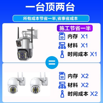 三目高清摄像头600万全彩360度家用WiFi监控器远程户外防水夜视图3