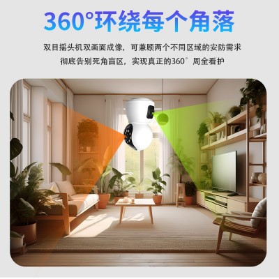 原图500万像素双目摇头摄像机 红外摄像头高清音频全彩夜视监控器图2