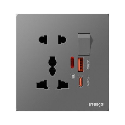 86型暗装13A英式五孔插座带开关智能快充type-c口USB 插座充电面板图5