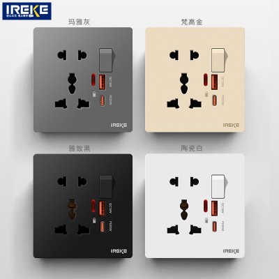 86型暗装13A英式五孔插座带开关智能快充type-c口USB 插座充电面板图3