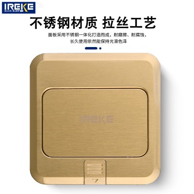 不锈钢金色弹起式网络地插五类超六类七类单双网口RJ45 地插座CAT6图2