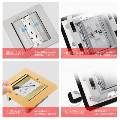 隐藏式地板地面插座电源双开门地插不锈钢地插座家用五孔网络HDMI图5