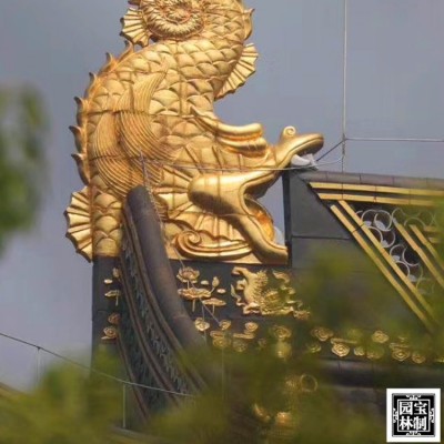金色筒瓦 大雄宝殿鎏金瓦仿古镀金瓦金黄釉面琉璃瓦 寺庙金瓦图5